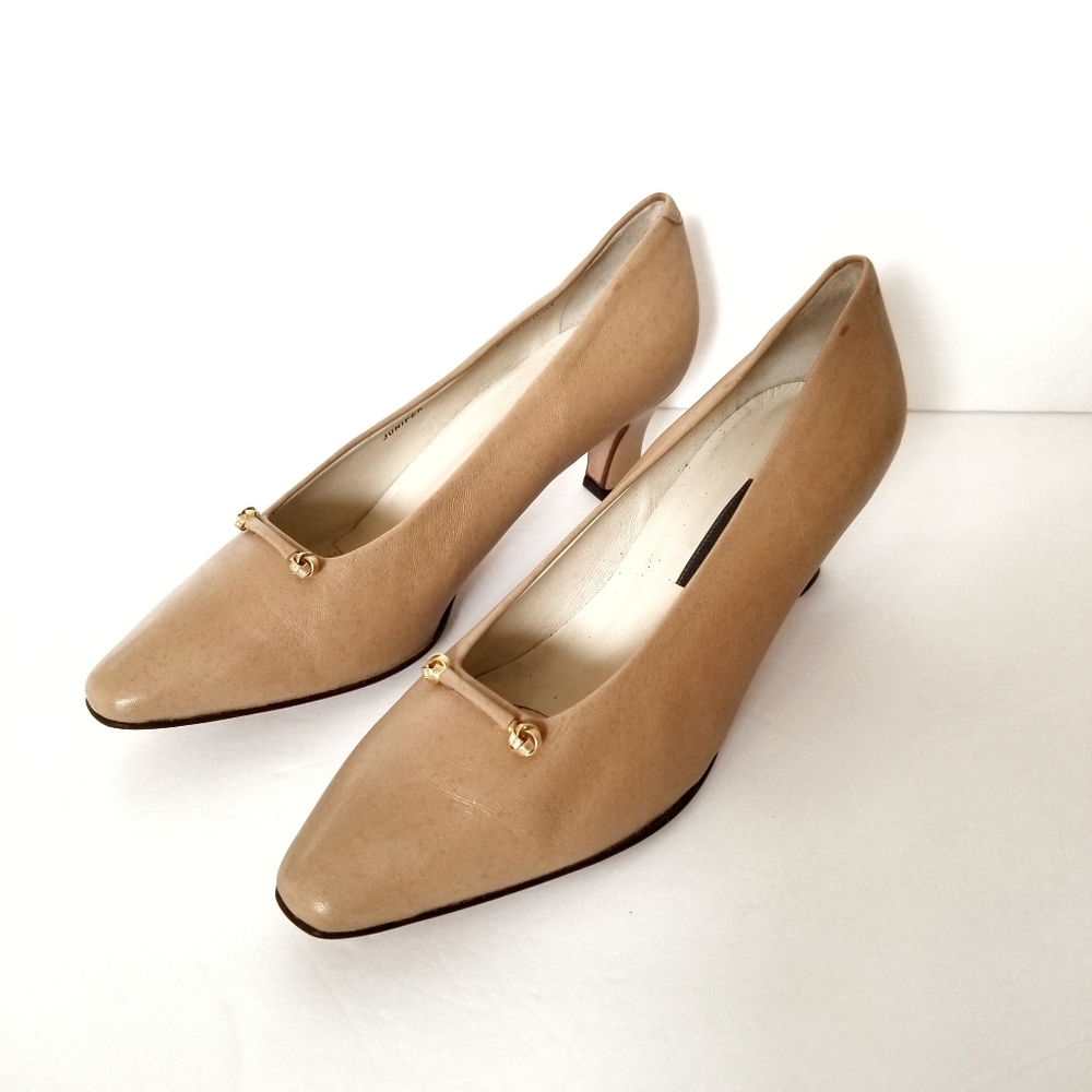Bally Tan Juniper Leather Pump Heels Shoes 8 C - Picture 1 of 8